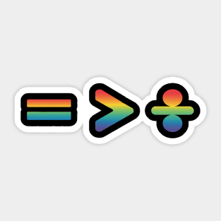 LGBT Pride Equal Greater Than Divide Rainbow Flag Sticker